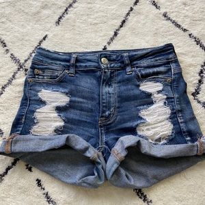 american eagle next level high waisted jean shorts